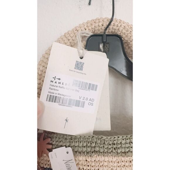 Manebi Stripped Raffia Summer Tote Bag natural one size - Picture 7 of 10